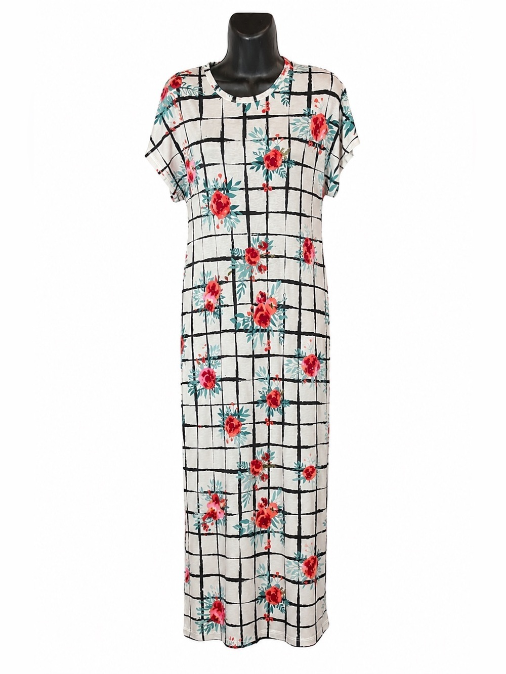 LuLaRoe Grid Floral Long Print Maxi Dress Women's Size XS - NWT
